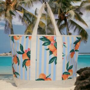Orange Summer Peaches Retro Print Summer Tote Bag